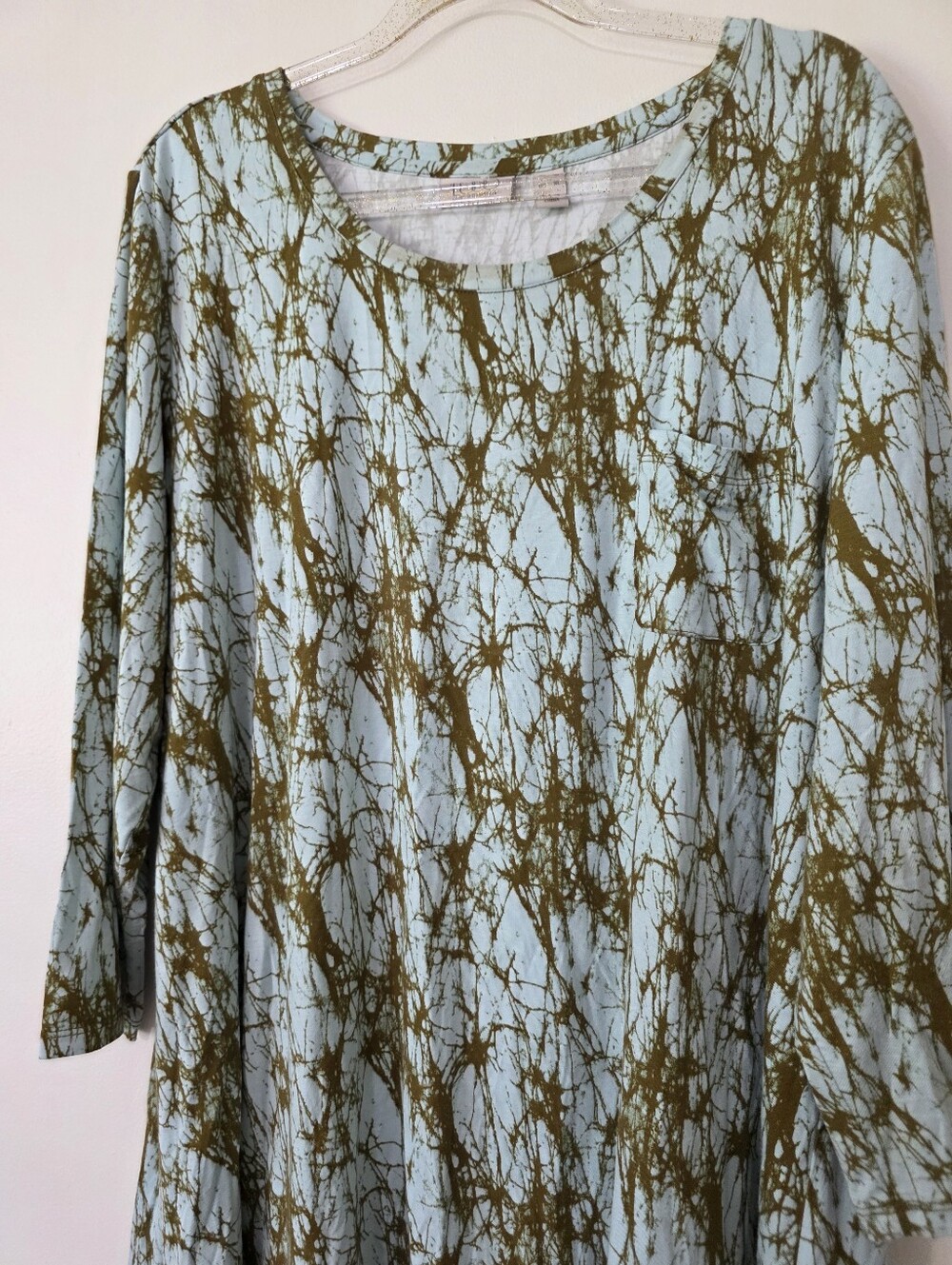 LOGO By Lori Goldstein 3/4 Sleeve Sharkbite Tunic Top Boho Abstract Earthcore XL - Picture 3 of 10